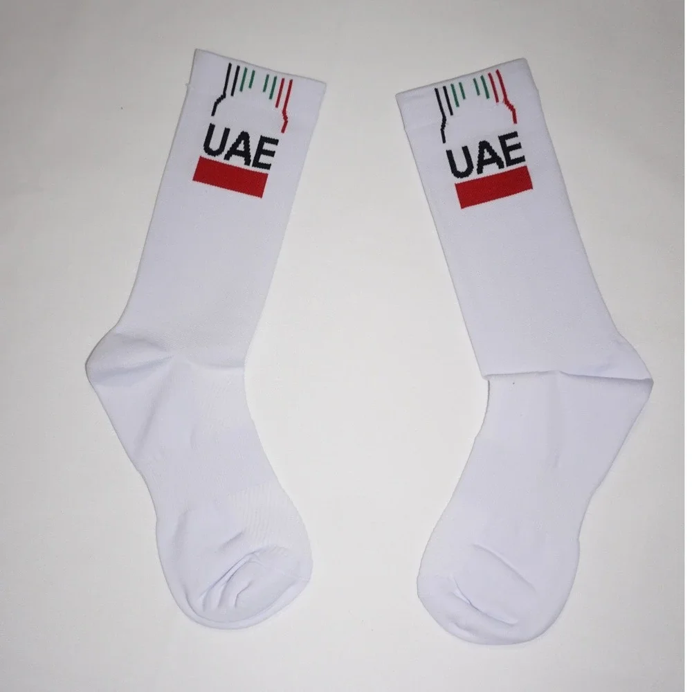 UAE White Crew Socks United Arab Emirates Flag Graphic Athletic Socks